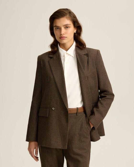 твидовый жакет прямого кроя фотография