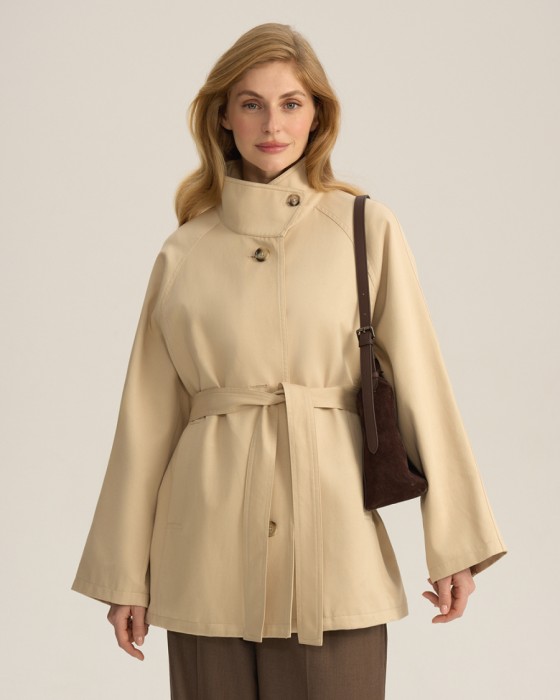 укороченный тренч со стойкой из лиоцелла с хлопком фотография