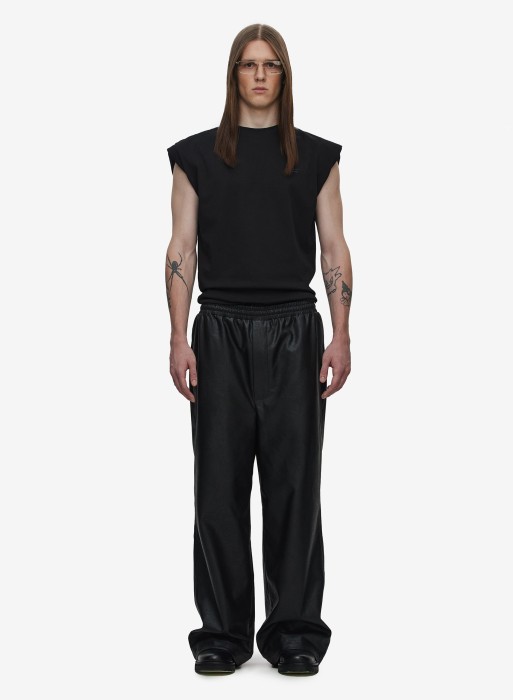 брюки  crumpled faux-leather black фотография