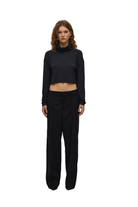 лонгслив cropped level black фотография