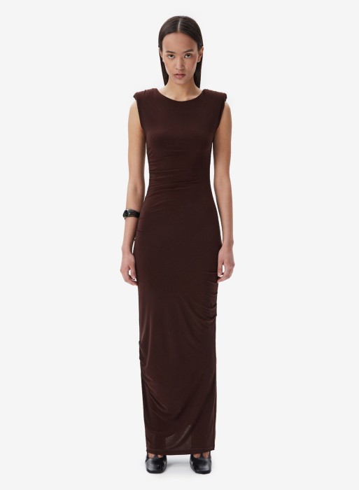 платье sleeveless maxi brown фотография