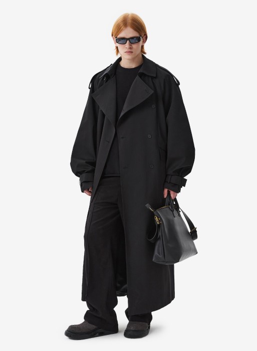 тренч double-breasted black фотография