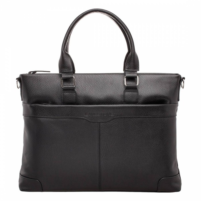 кожаная деловая сумка для ноутбука gilroy black фотография