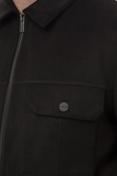 бомбер из алькантары от бренда kanzler вид слева