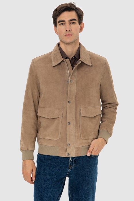 бомбер из натуральной замши фотография