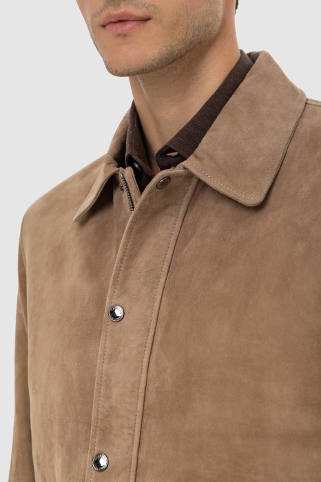 бомбер из натуральной замши от бренда kanzler вид слева