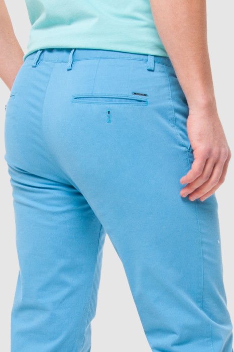 брюки чинос голубые из хлопка от бренда kanzler вид слева