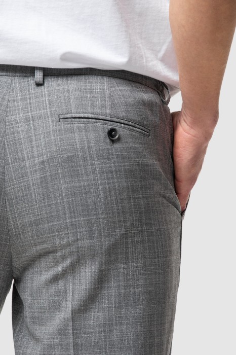брюки чинос серые из шерсти с шелком на шнуровке от бренда kanzler вид слева
