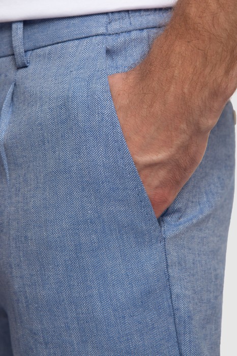 брюки изо льна и хлопка на кулиске от бренда kanzler вид слева