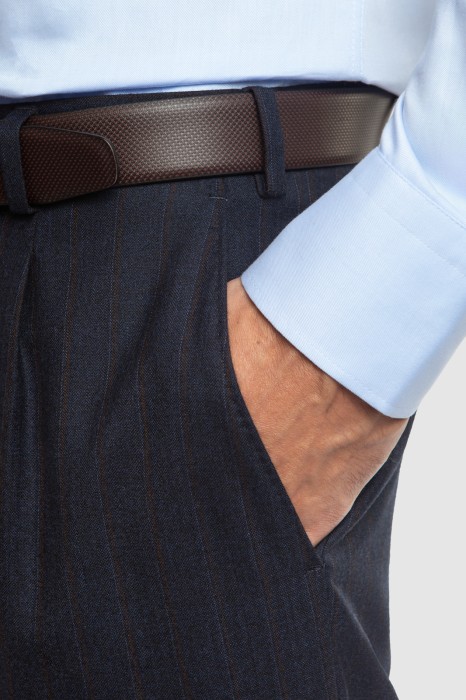 брюки limited edition из шерсти и кашемира в полоску с водоотталкивающей обработкой от бренда kanzler вид слева