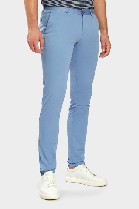 брюки облегающие голубые из хлопка и тенсела фотография