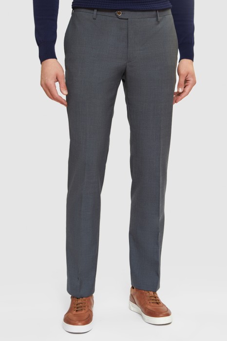 брюки прямые серые из шерсти с возможностью машинной стирки фотография