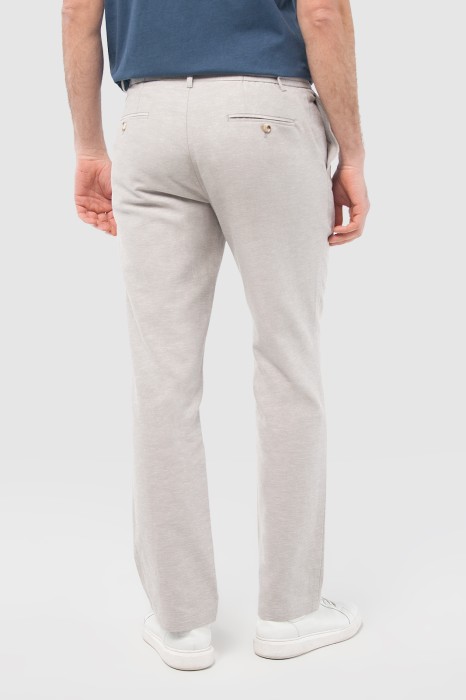 брюки прямые светло-бежевые из хлопка и льна на шнуровке от бренда kanzler вид слева