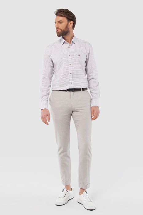 брюки прямые светло-бежевые из хлопка и льна по цене 3990 руб вид справа