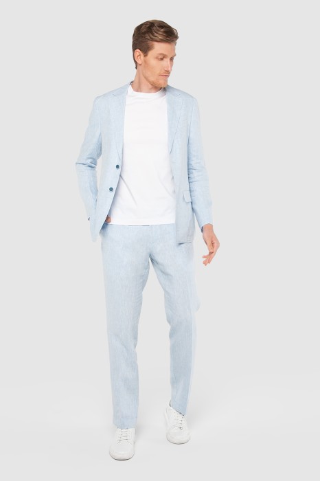 брюки прямые светло-голубые изо льна по цене 9990 руб вид справа