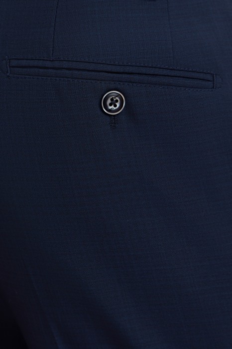 брюки прямые темно-синие из шерсти и шелка от бренда kanzler вид слева