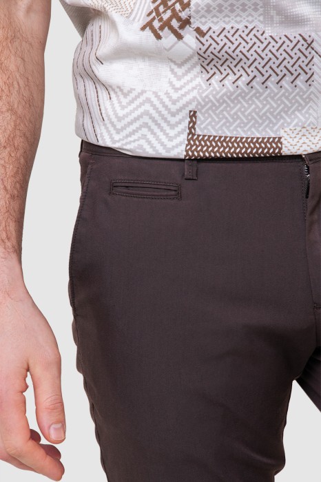 брюки слим фит темно-коричневые от бренда kanzler вид слева