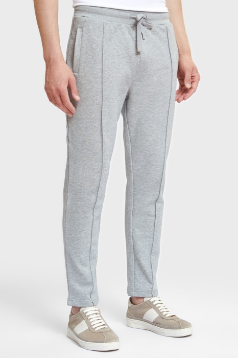 брюки спортивные серые со стрелками из хлопка на шнуровке фотография