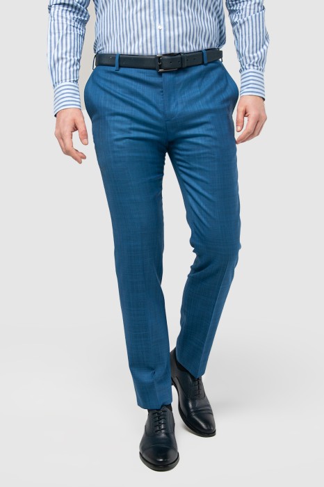 брюки темно-голубые из шерсти и шелка фотография