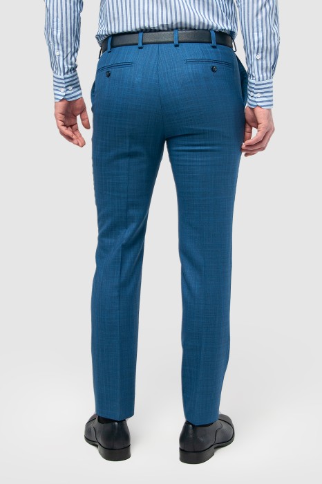 брюки темно-голубые из шерсти и шелка от бренда kanzler вид слева
