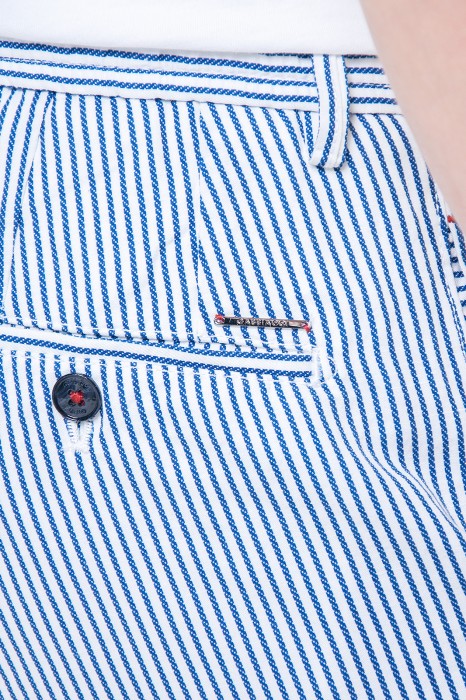 брюки в бело-голубую полоску из хлопка от бренда kanzler вид слева