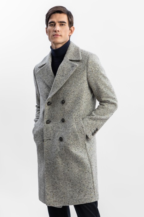 двубортное пальто из смесовой шерсти limited edition фотография