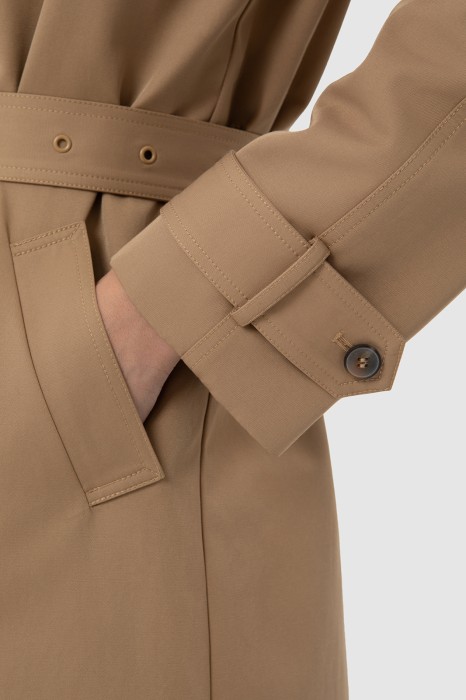 двубортный тренч утепленный из россии вид сбоку