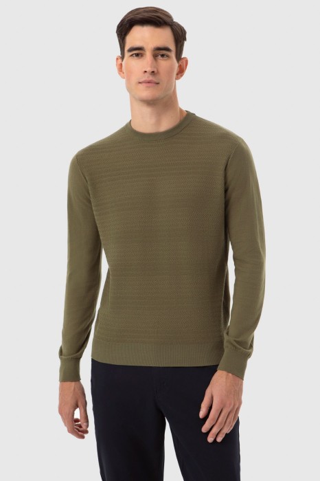 джемпер из хлопка с фактурным узором фотография