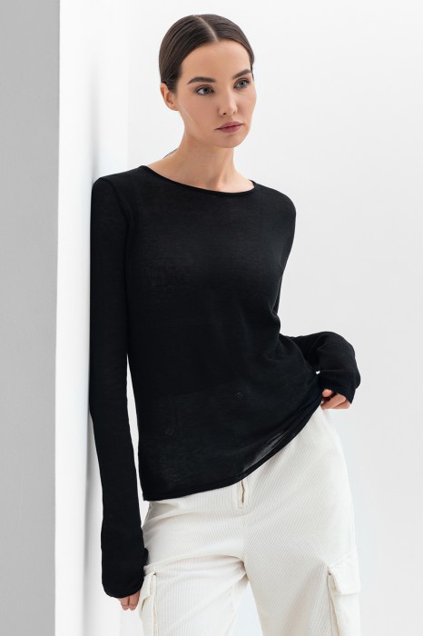 джемпер из хлопка, шелка и льна из россии вид сбоку