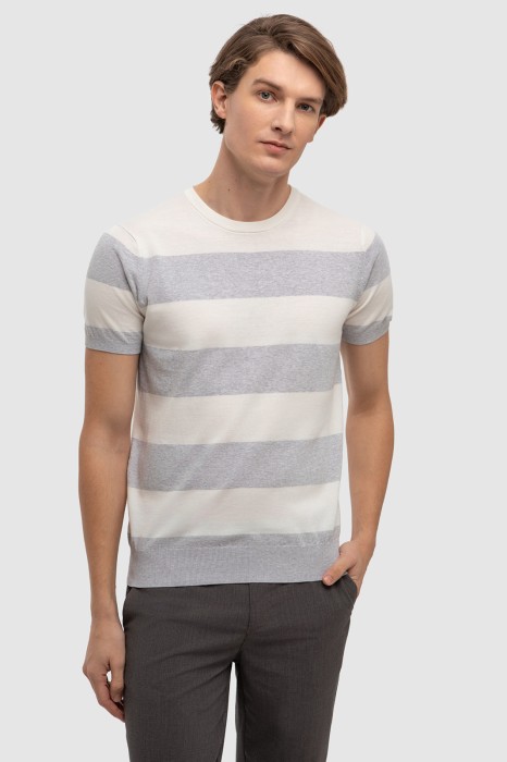 джемпер с коротким рукавом из хлопка пима фотография