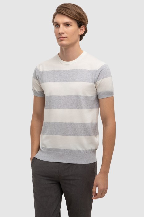 джемпер с коротким рукавом из хлопка пима по цене 3990 руб вид справа