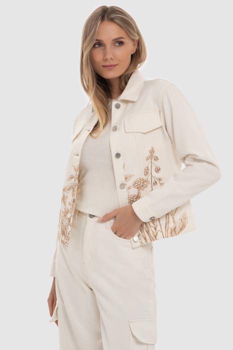 джинсовая куртка с принтом из джинсы и джинскота спереди