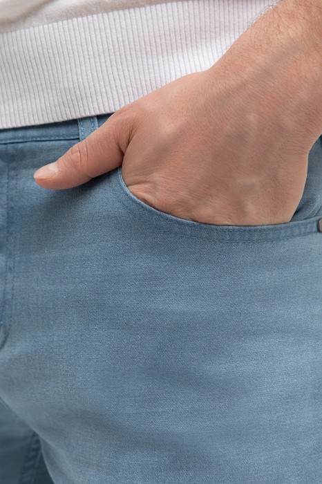 джинсы regular fit с добавлением льна от бренда kanzler вид слева