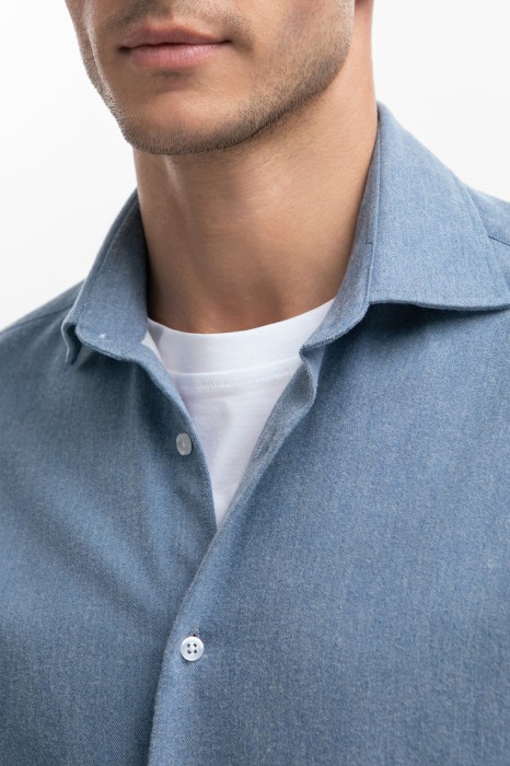 фланелевая сорочка из устойчивой к сминанию ткани от бренда kanzler вид слева