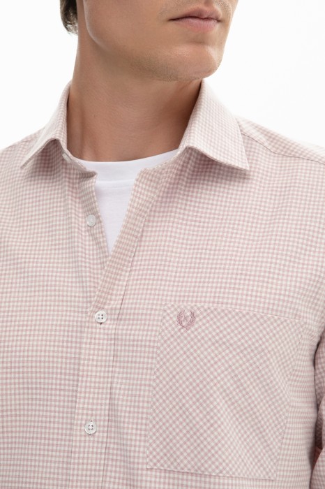 фланелевая сорочка в клетку из устойчивой к сминанию ткани от бренда kanzler вид слева