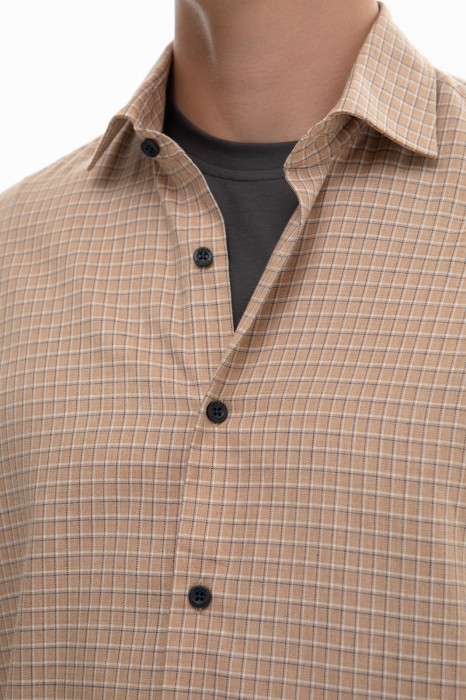 фланелевая сорочка в клетку из устойчивой к сминанию ткани от бренда kanzler вид слева