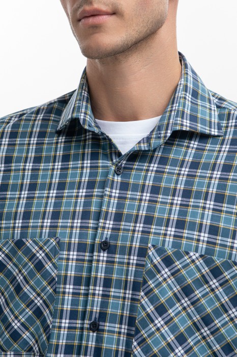 фланелевая сорочка в клетку из устойчивой к сминанию ткани от бренда kanzler вид слева