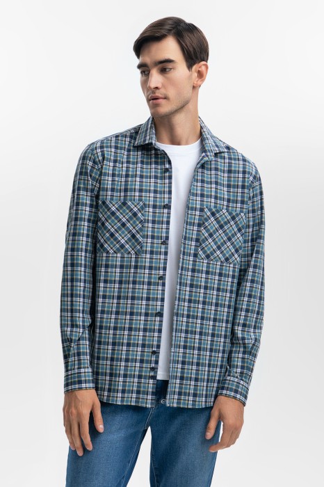 фланелевая сорочка в клетку из устойчивой к сминанию ткани по цене 6990 руб вид справа