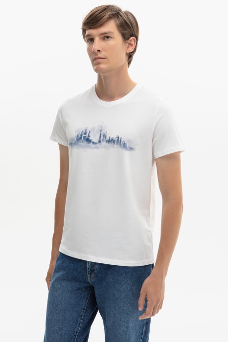 футболка из хлопка с принтом по цене 3990 руб вид справа