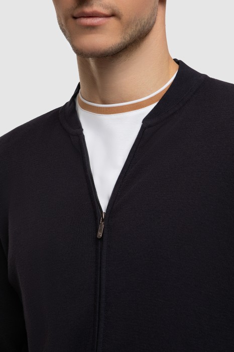 кардиган на молнии из хлопка пима от бренда kanzler вид слева