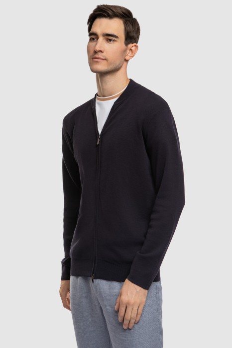 кардиган на молнии из хлопка пима из россии вид сбоку