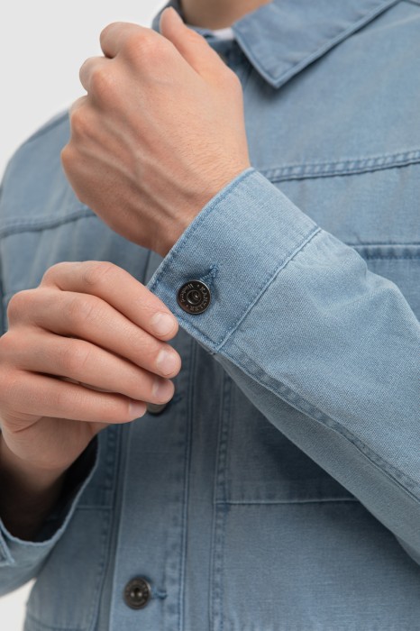 куртка джинсовая с добавлением льна по цене 7990 руб вид справа