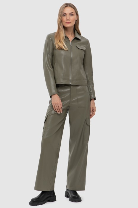 куртка из экокожи универсального стиля с лицевой стороны