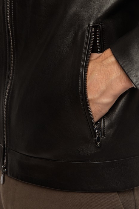 куртка из натуральной кожи от бренда kanzler вид слева