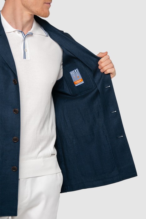 куртка-пиджак изо льна и хлопка демисезонная от бренда kanzler вид слева