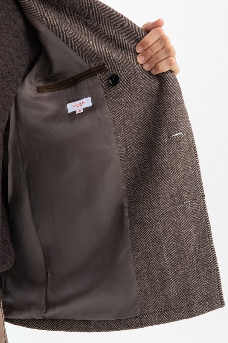 пальто-бушлат из шерсти и кашемира двубортное по цене 19995 руб вид справа