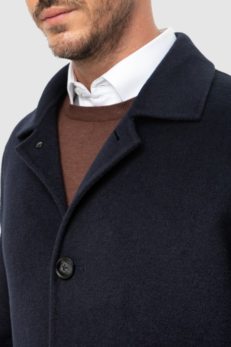 пальто из шерсти и кашемира однобортное демисезонное от бренда kanzler вид слева