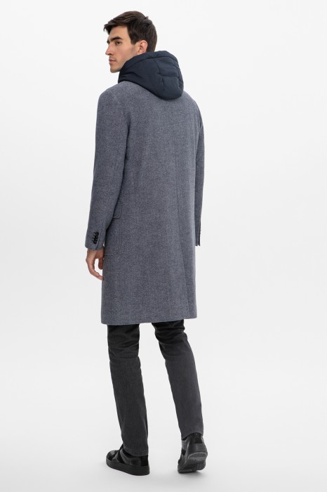пальто из смесовой шерсти со съемным капюшоном и манишкой из россии вид сбоку