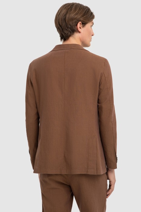 пиджак из хлопка, льна и тенсела из россии вид сбоку