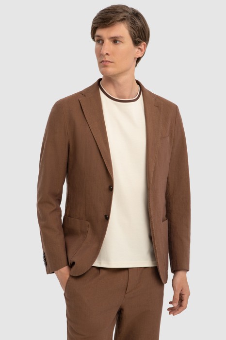 пиджак из хлопка, льна и тенсела из хлопка спереди